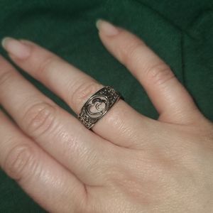 Sterling silver double heart ring size 8